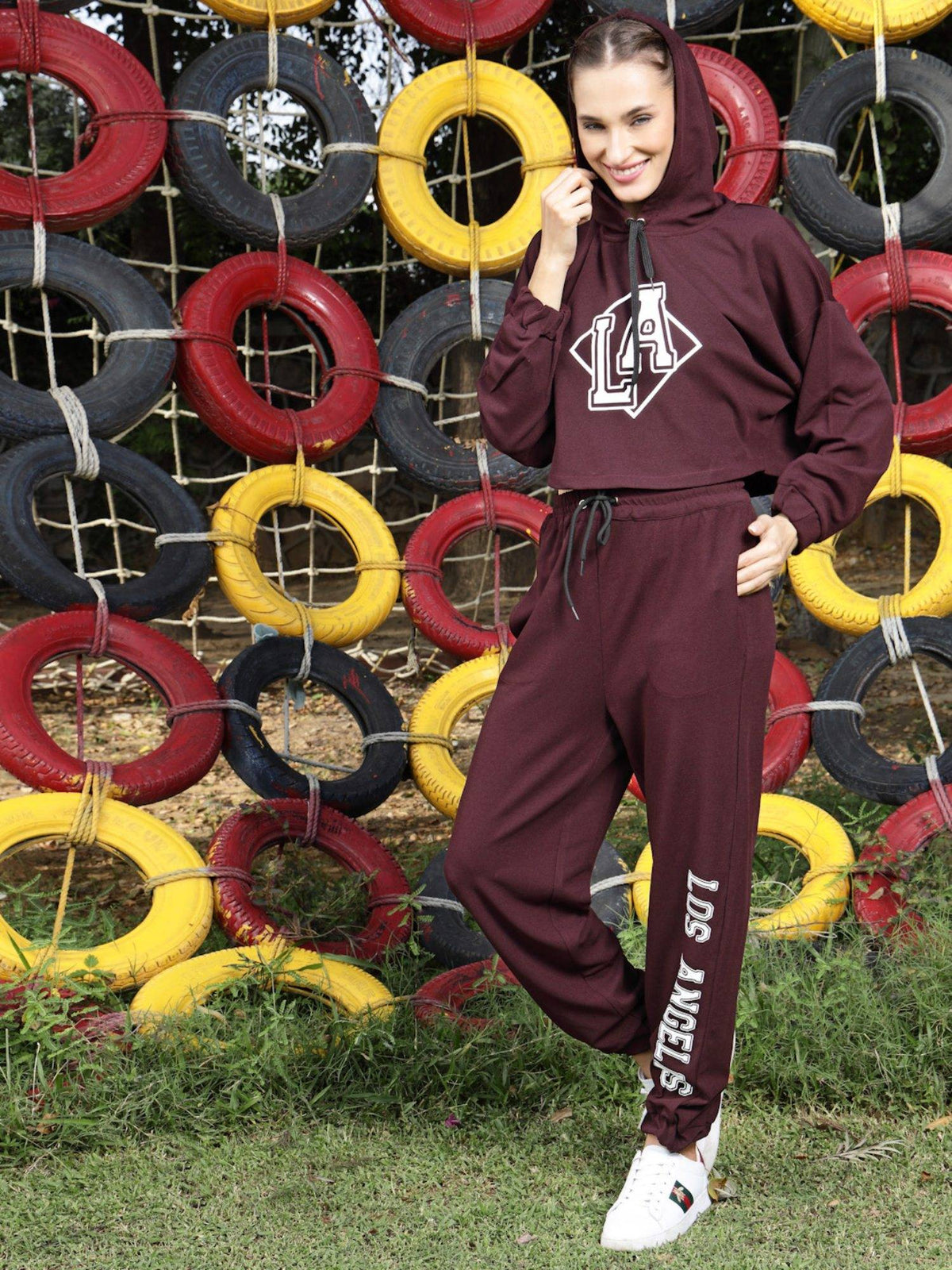Women Solid Hood Long Sleeves Crop Sweatshirt | HD56 - view 13