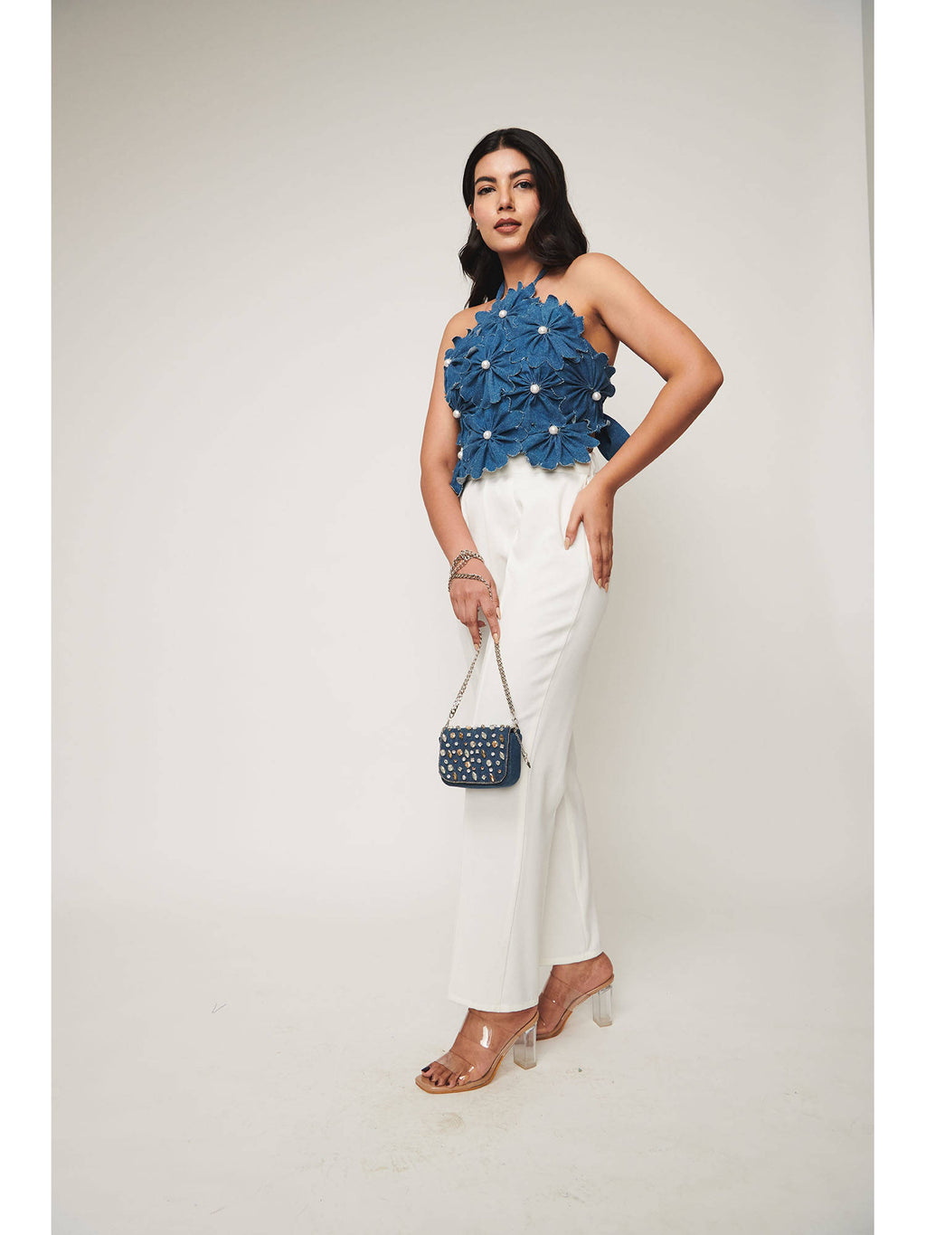 Halter Neck 3D Flower Top | HT67 - view 3