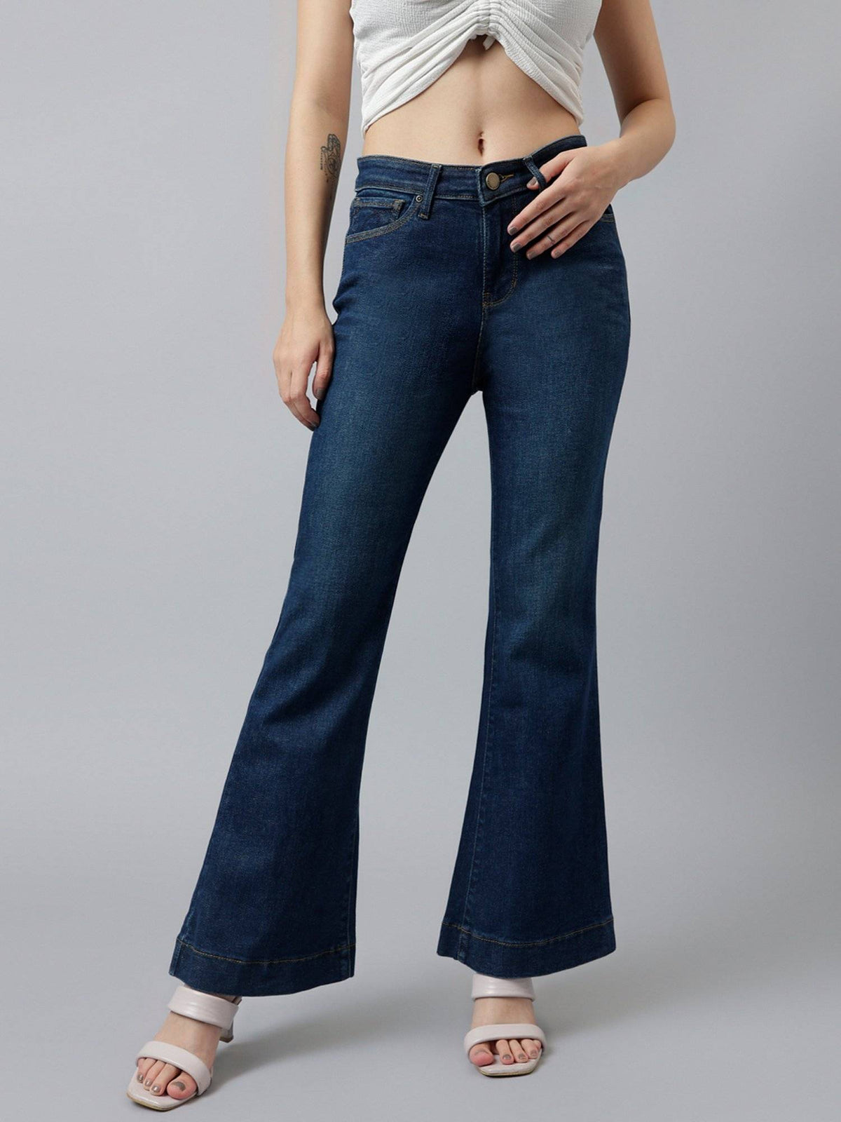 Women Blue Comfort Boot Cut High Rise Stretchable Jeans | BT10 - view 1