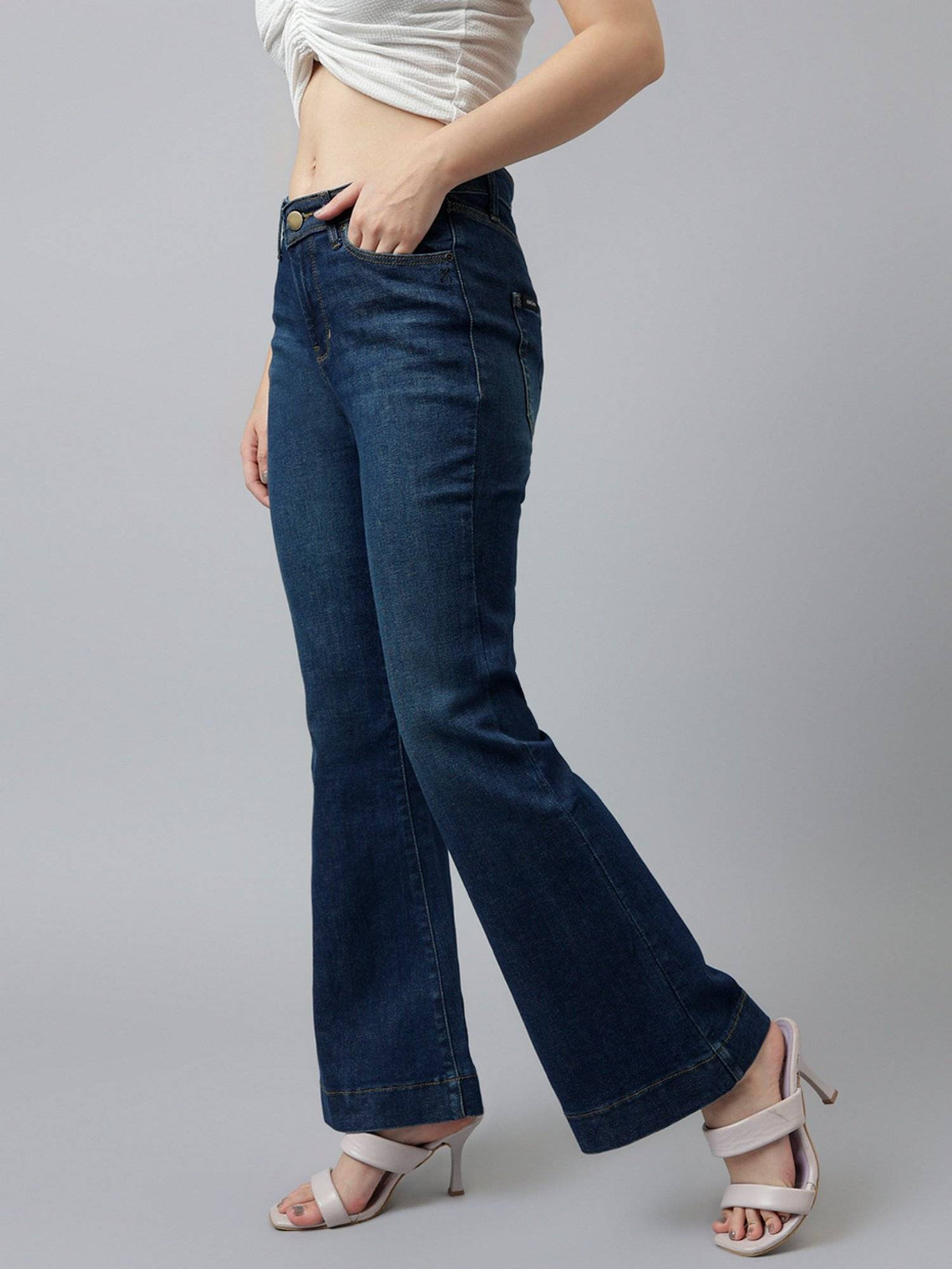 Women Blue Comfort Boot Cut High Rise Stretchable Jeans | BT10 - view 2