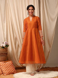 Solid Gotta Detailed A-Line Rust Kurta | FY93 - view 1