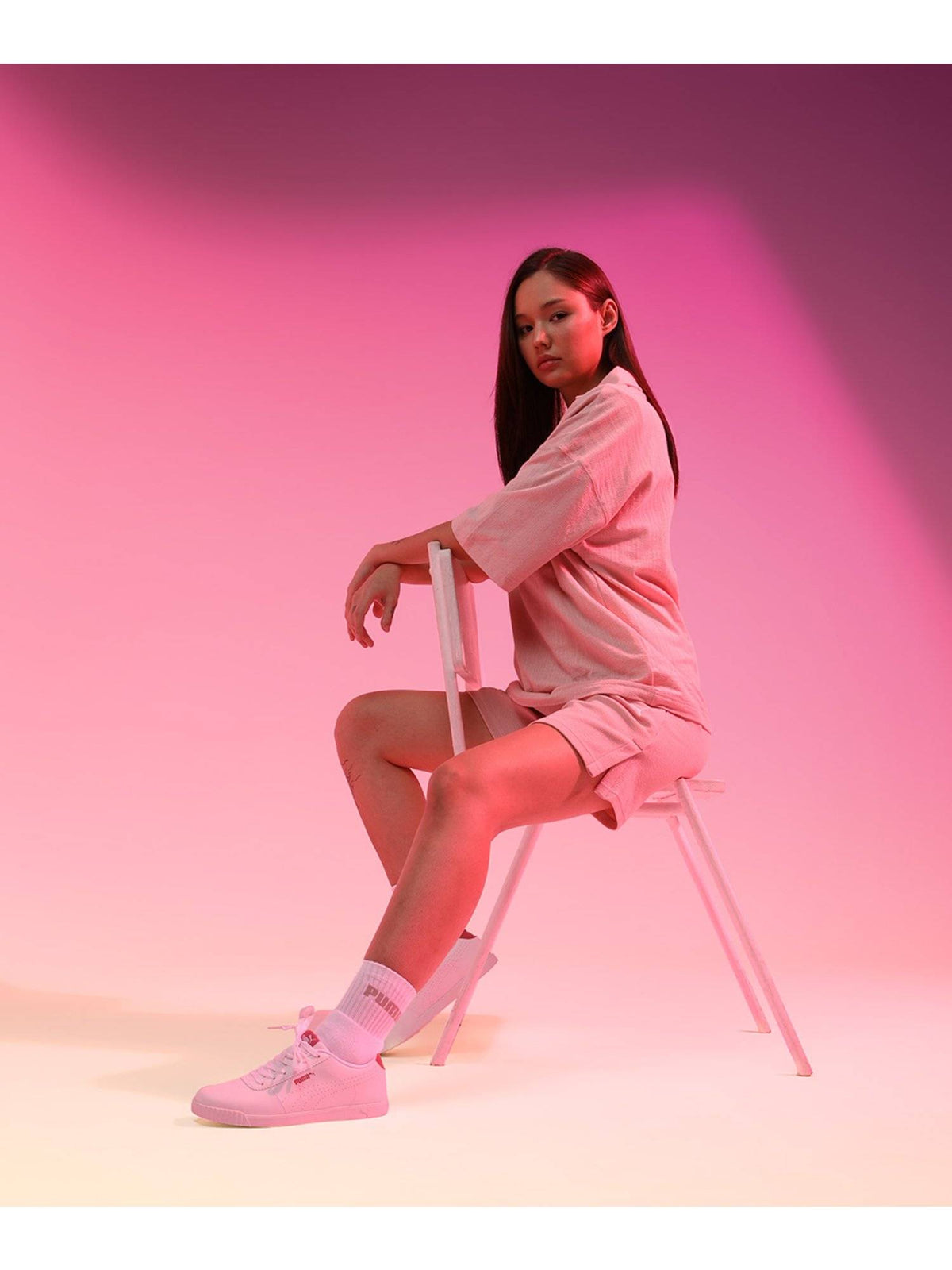 Carina Slim Perf Womens Off White & Pink Sneakers | SN09 - view 5