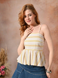 Striped Cotton Peplum Top | pt51 - view 1