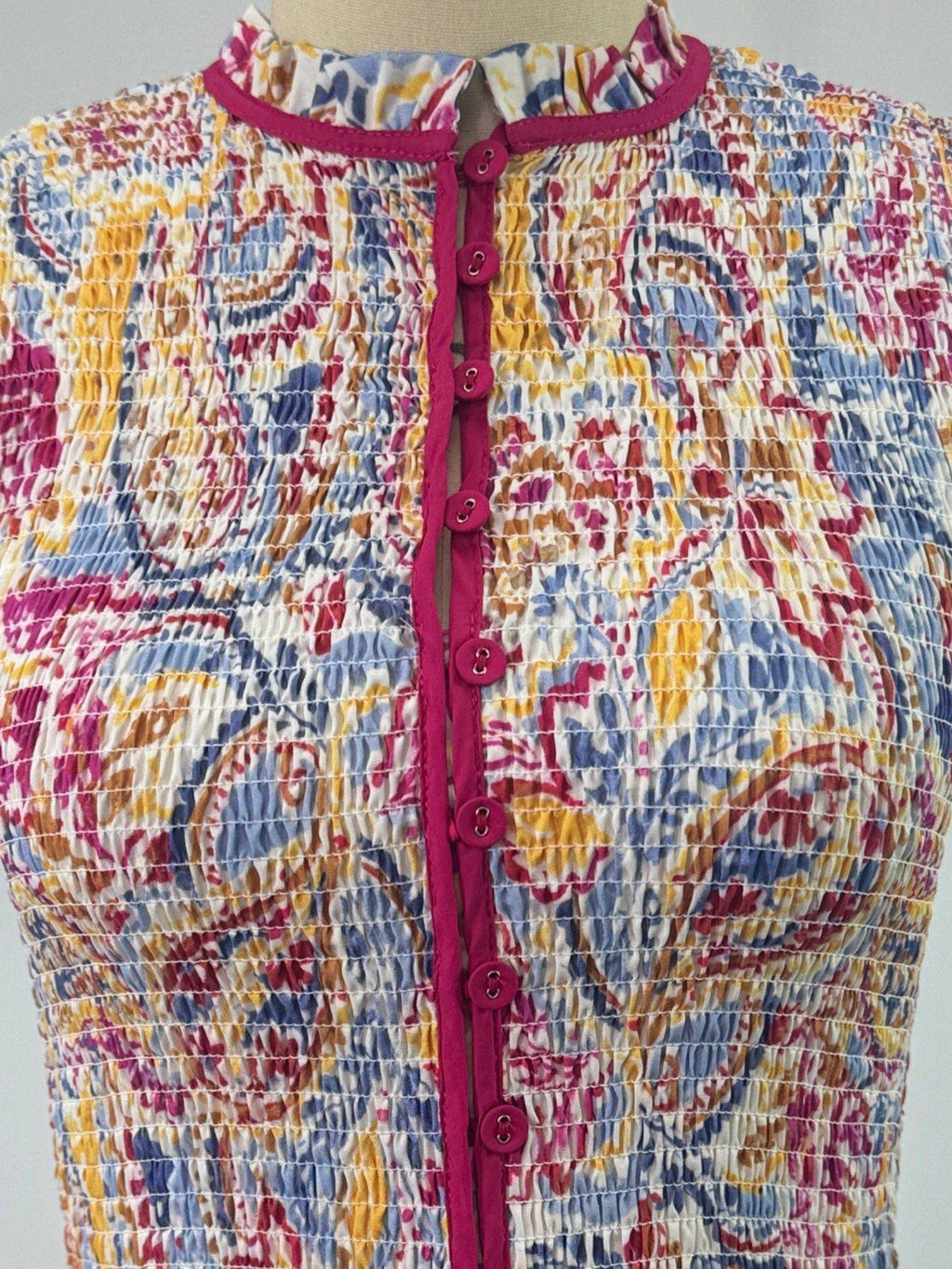Multicolor Button Down Abstract Printed Peplum Top | pt51 - view 4