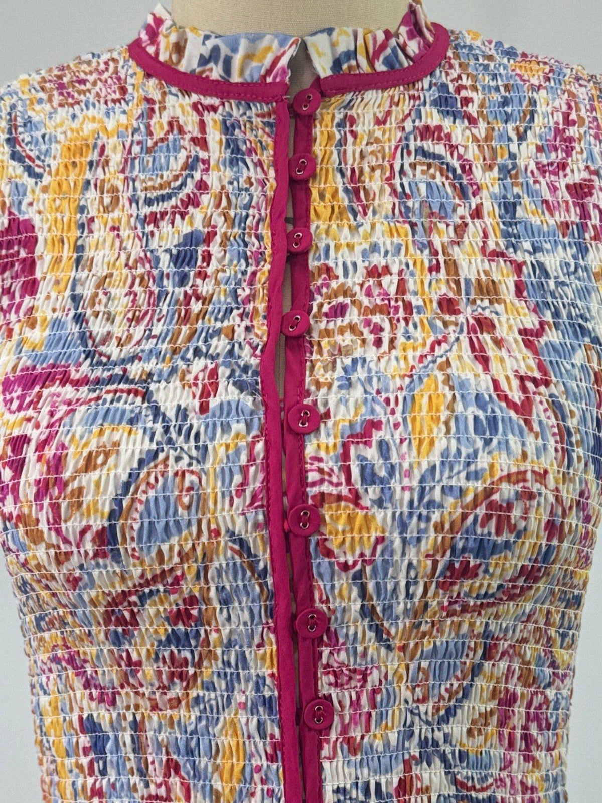 Multicolor Button Down Abstract Printed Peplum Top | pt51 - view 4