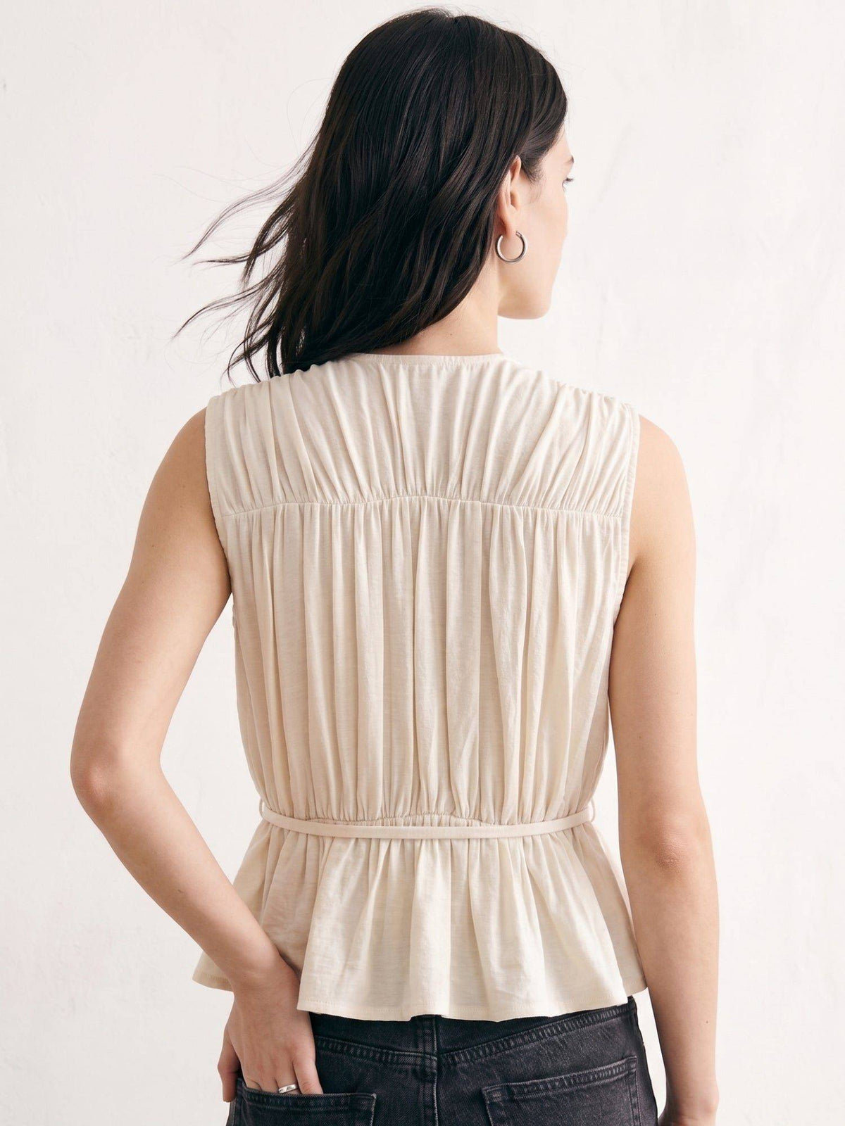 Beige Sleeveless Tie Up Top | pt51 - view 4