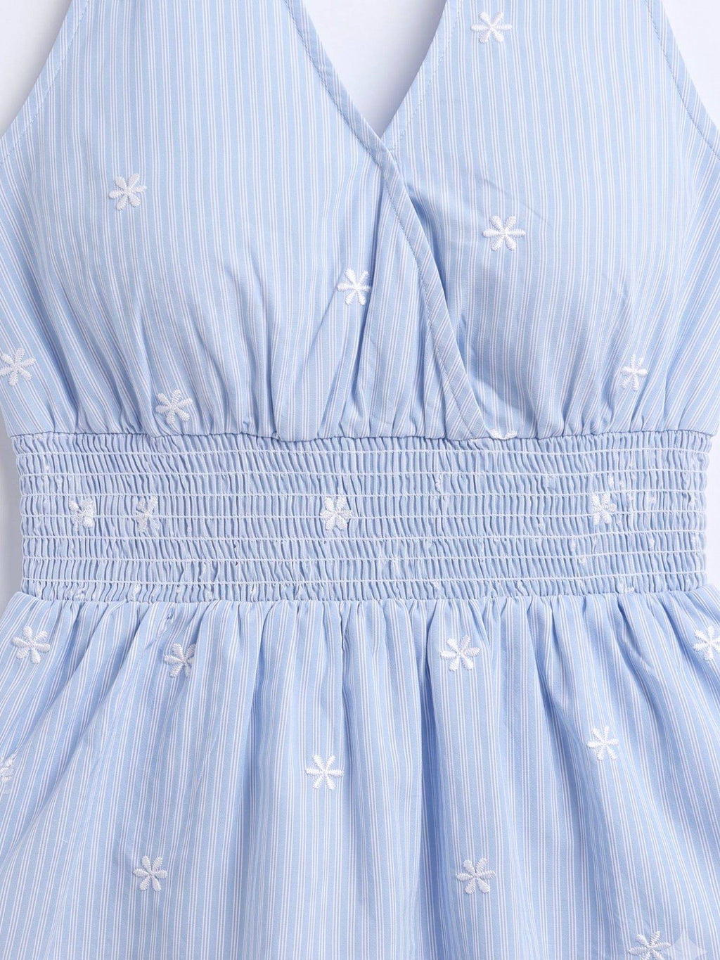 Blue Allover Embroidered Backsleeves Peplum Top | HT67 - view 5