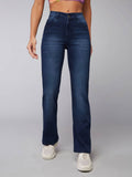 Women Navy Blue Straight Regular Stretchable Denim Jeans | ST23 - view 1