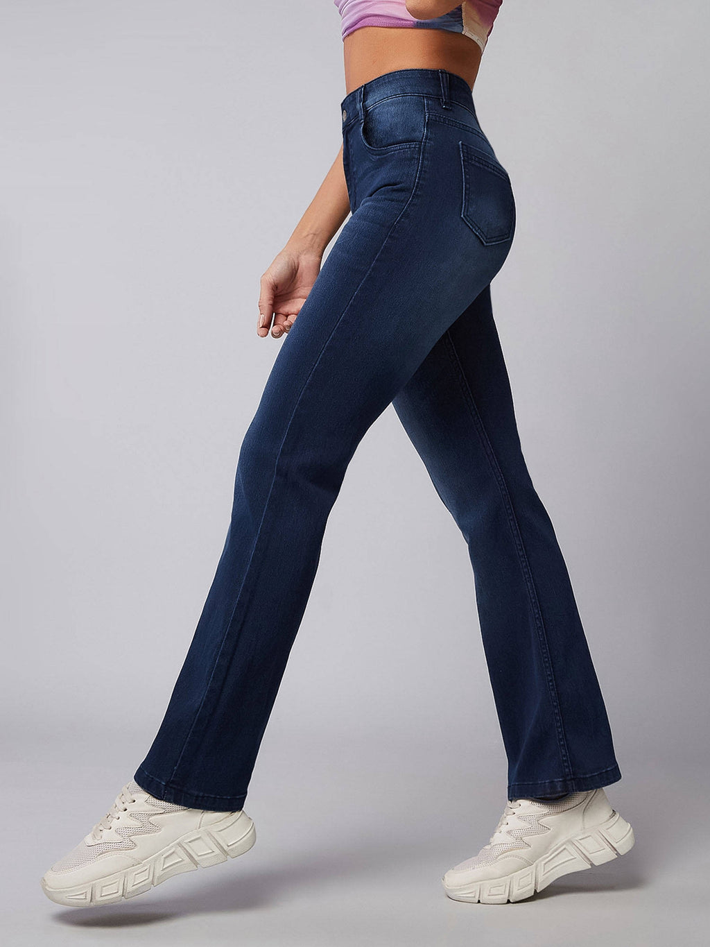 Women Navy Blue Straight Regular Stretchable Denim Jeans | ST23 - view 2