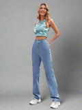 Blue Washed Relaxed Denim Jeans | RF89 - view 1
