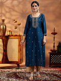 Maroon Embroidered Silk Straight Kurta | U3S - view 8
