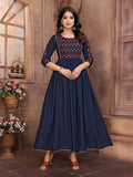 Women Maroon Rayon Embroidered Calf Length Anarkali Kurta | KDG - view 7