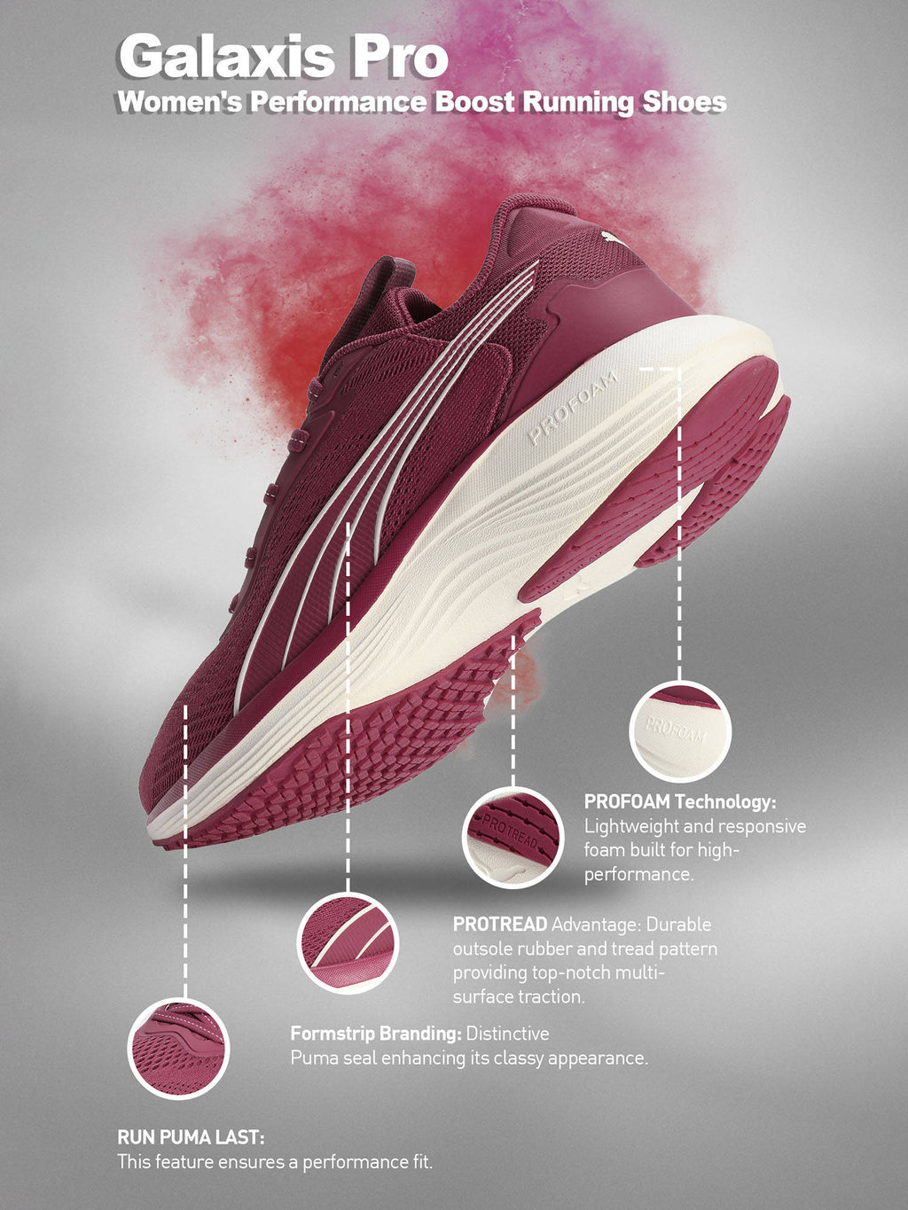 Galaxis Pro Women Performance Boost Red Running Shoes | SH9 - view 8