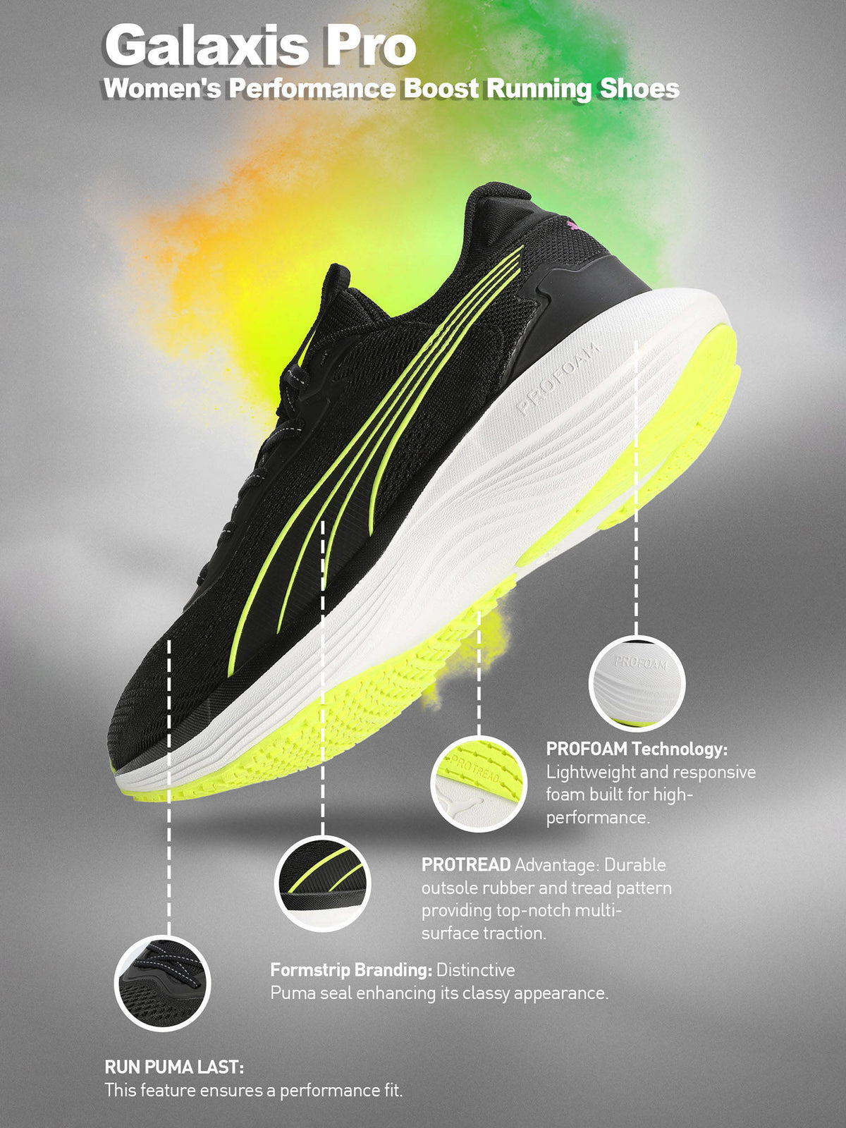 Galaxis Pro Women Performance Boost Black Running Shoes | SH9 - view 8