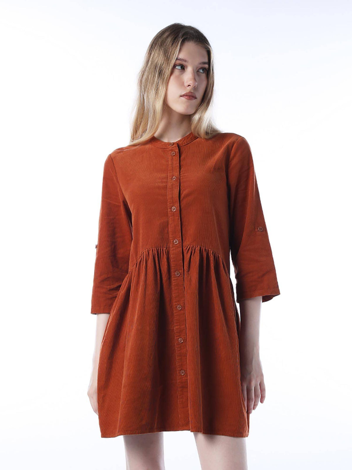 Women's Solid Loose Fit Rust Dress | O24 - view 2