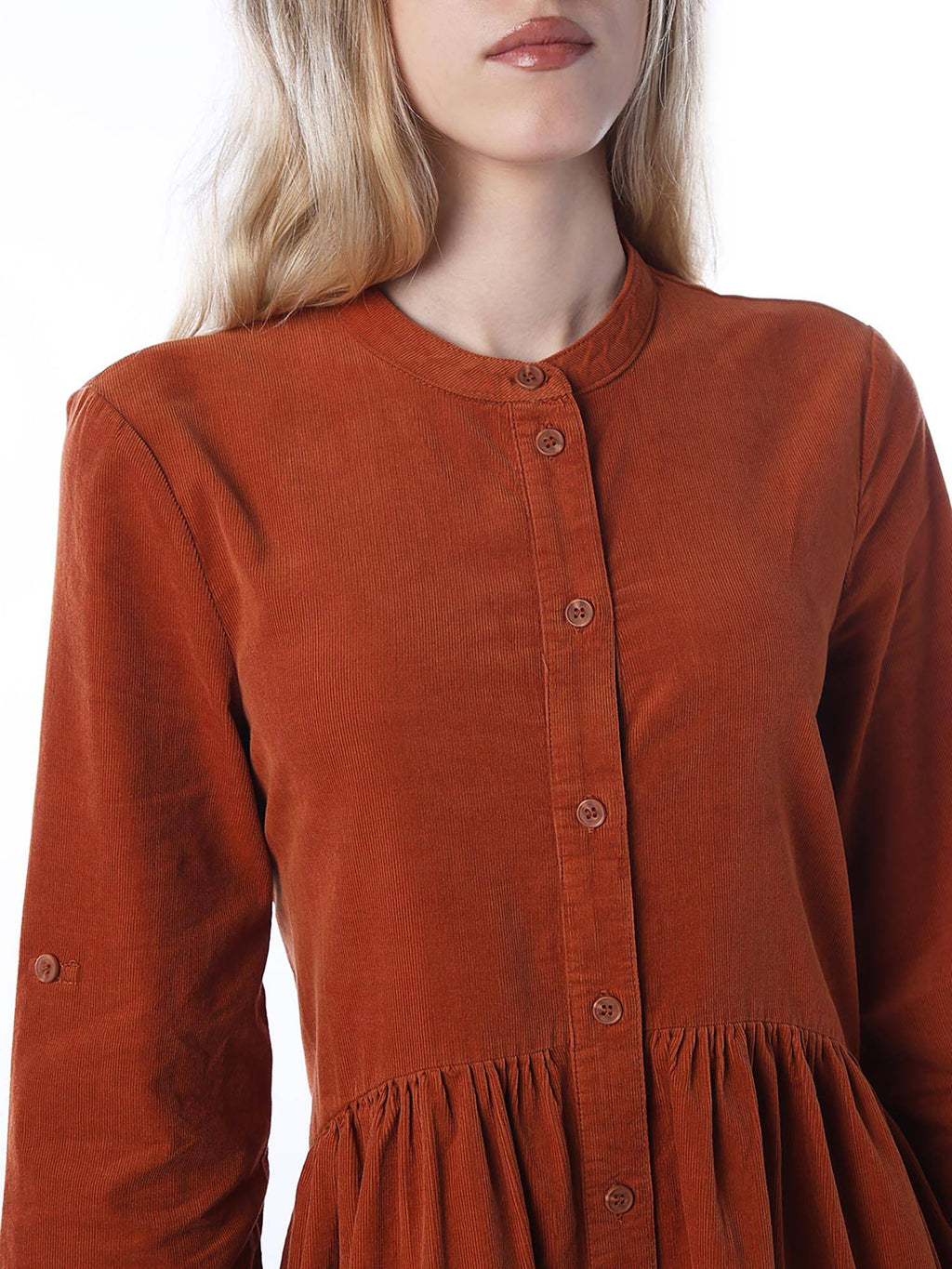 Women's Solid Loose Fit Rust Dress | O24 - view 4