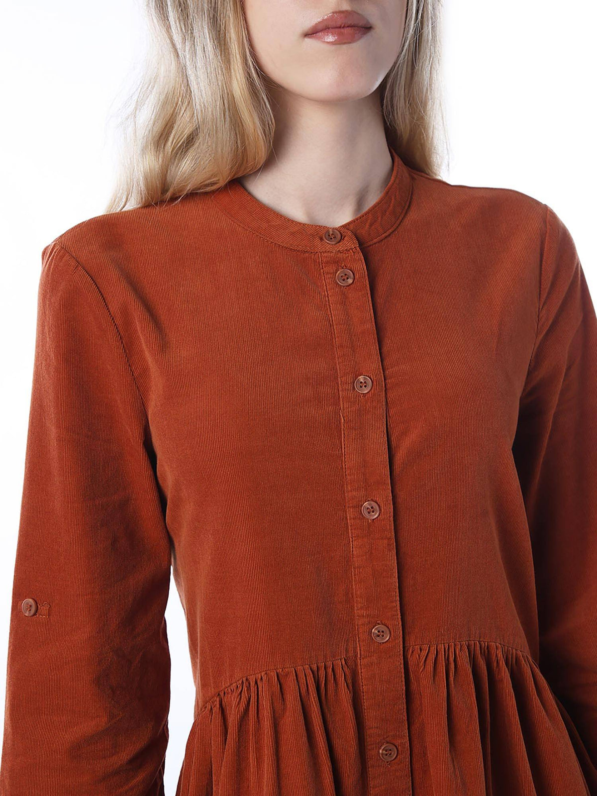 Women's Solid Loose Fit Rust Dress | O24 - view 4