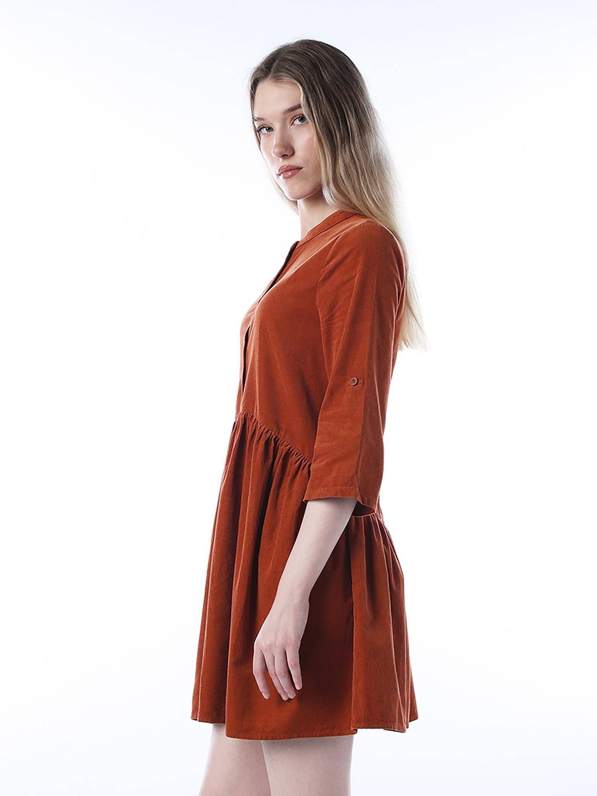 Women's Solid Loose Fit Rust Dress | O24 - view 5