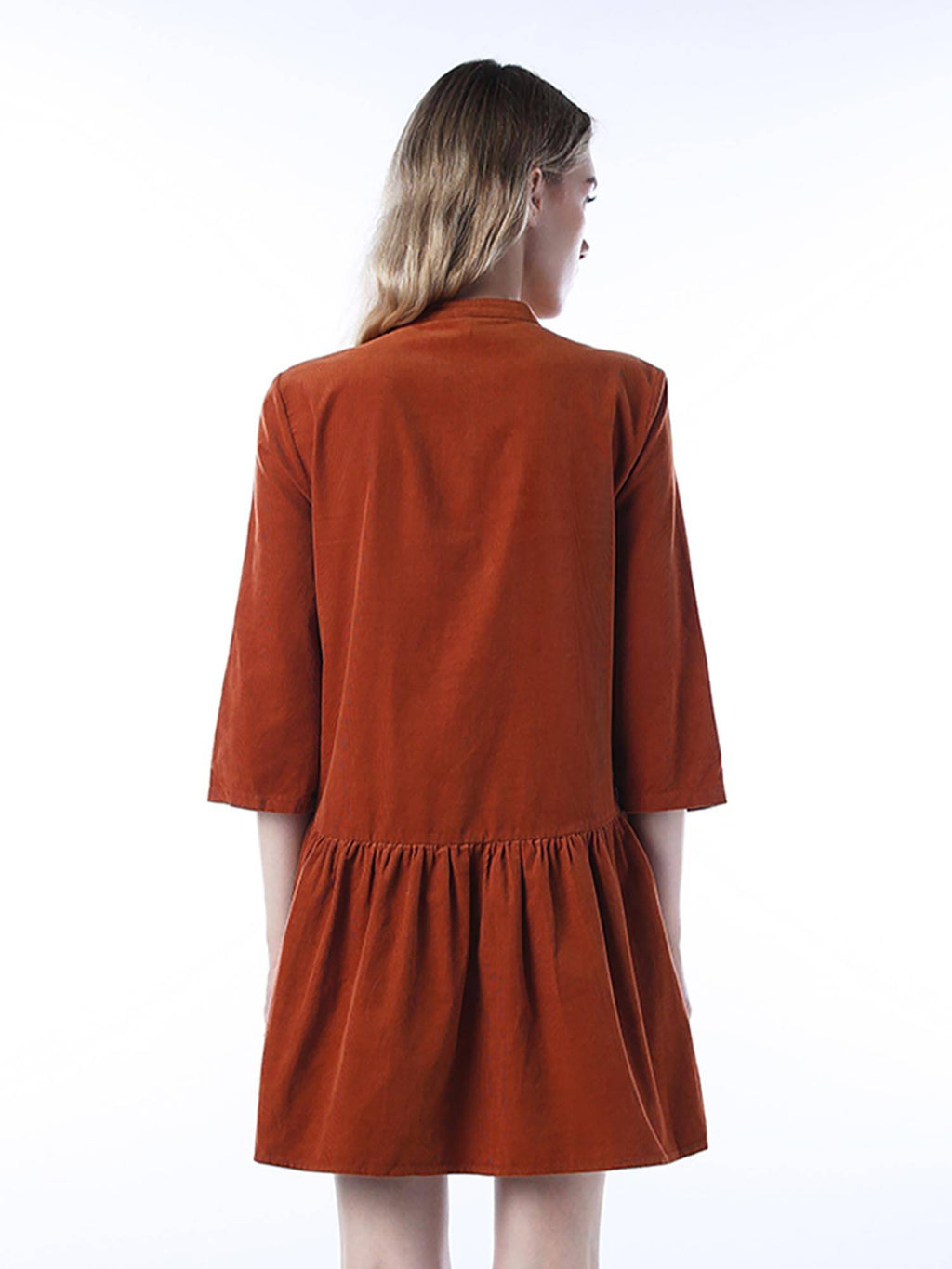 Women's Solid Loose Fit Rust Dress | O24 - view 6