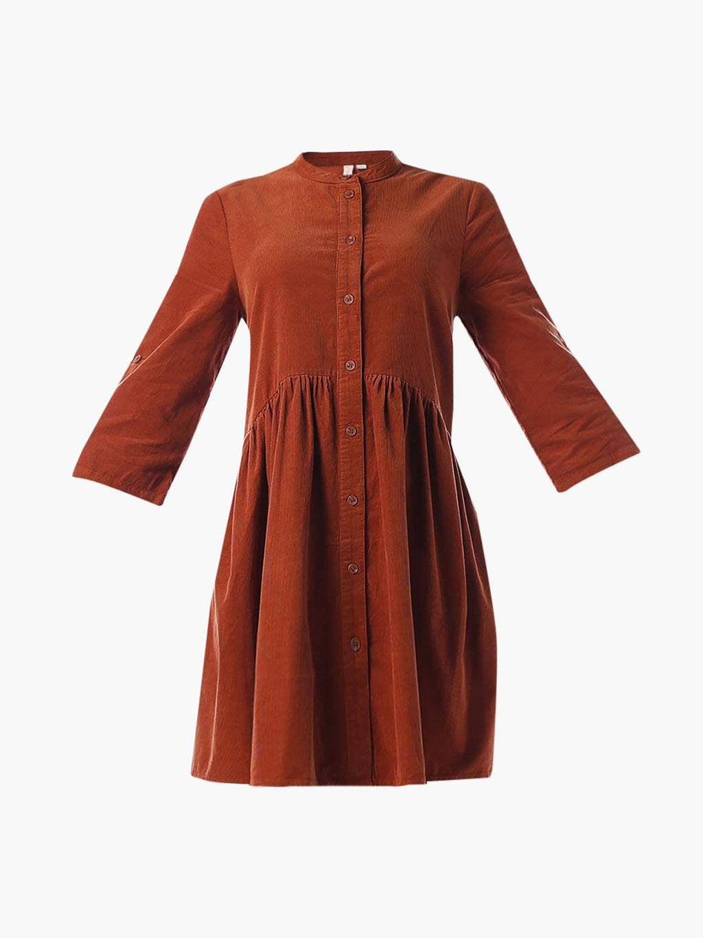 Women's Solid Loose Fit Rust Dress | O24 - view 7
