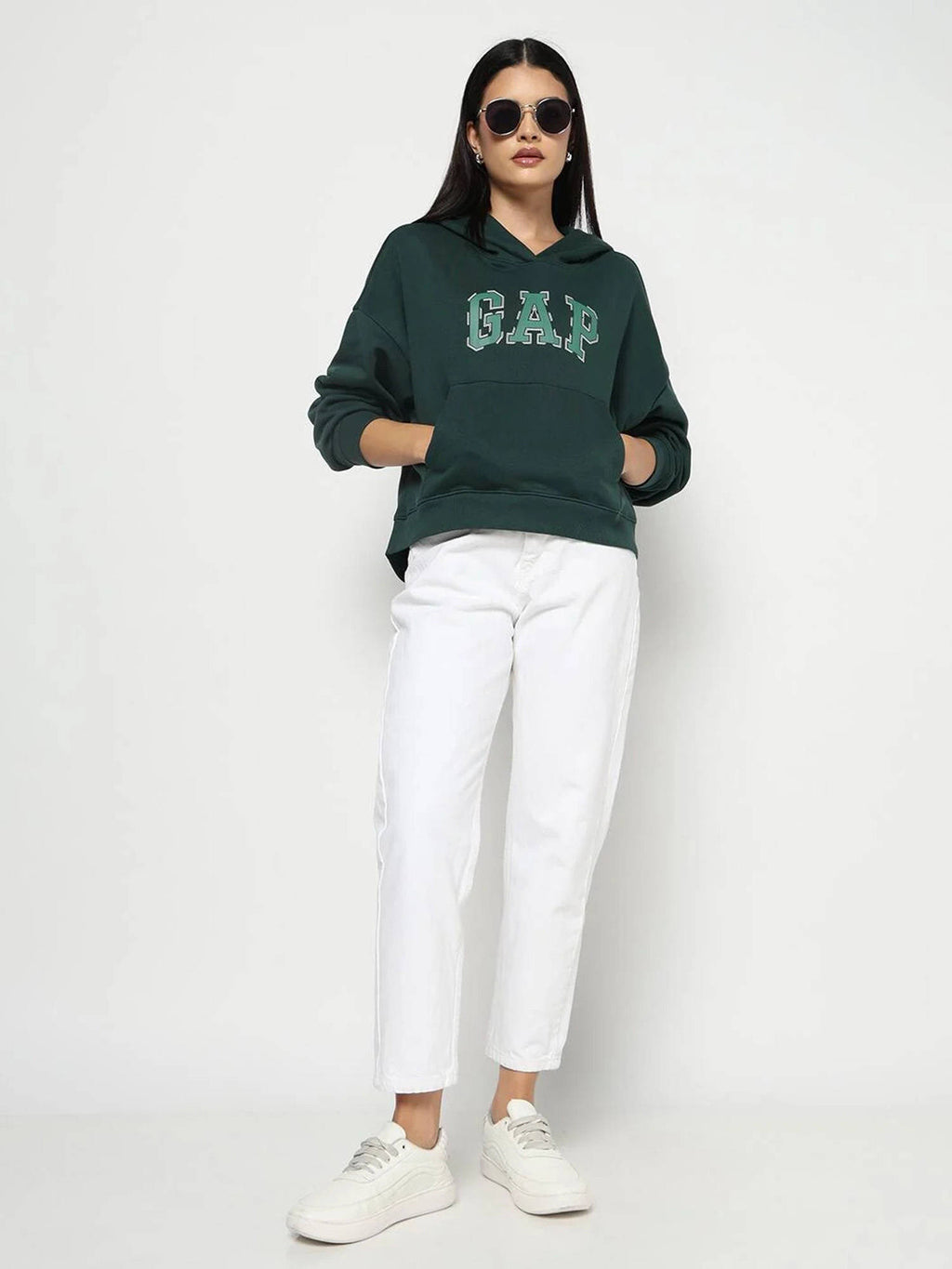 Women Green Text Logo Hoodie | HD56 - view 4