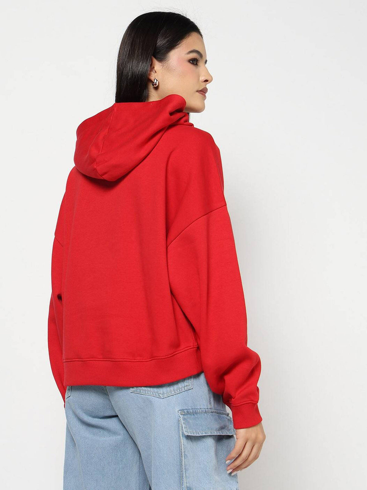 Women Red Text Logo Hoodie | HD56 - view 2