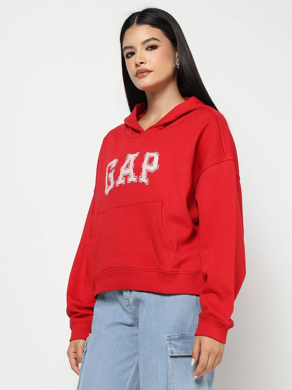Women Red Text Logo Hoodie | HD56 - view 3