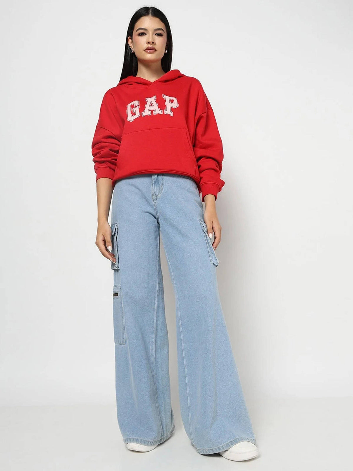 Women Red Text Logo Hoodie | HD56 - view 5
