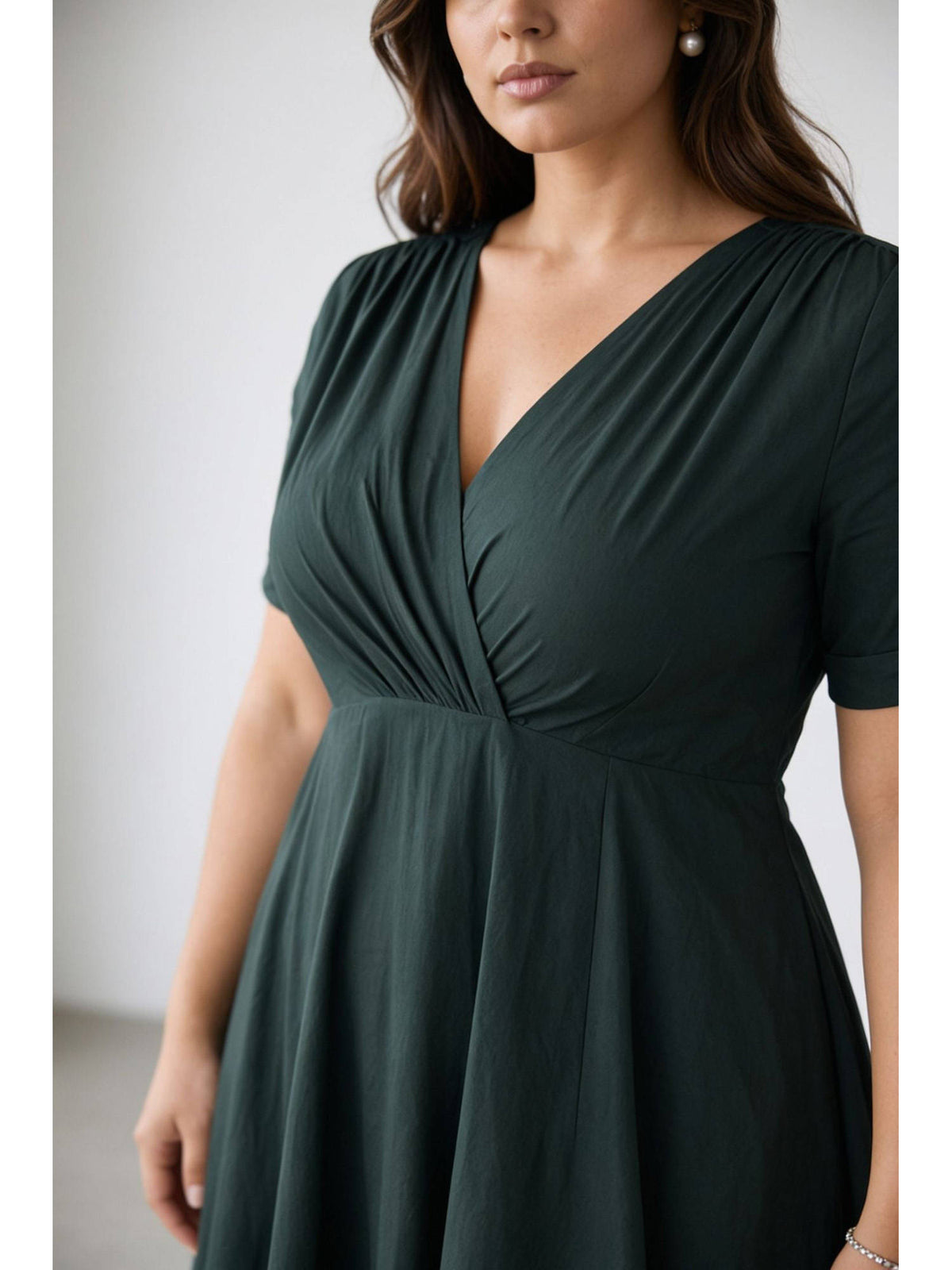 Women Dark Green Solid Cotton Dress | D56 - view 4