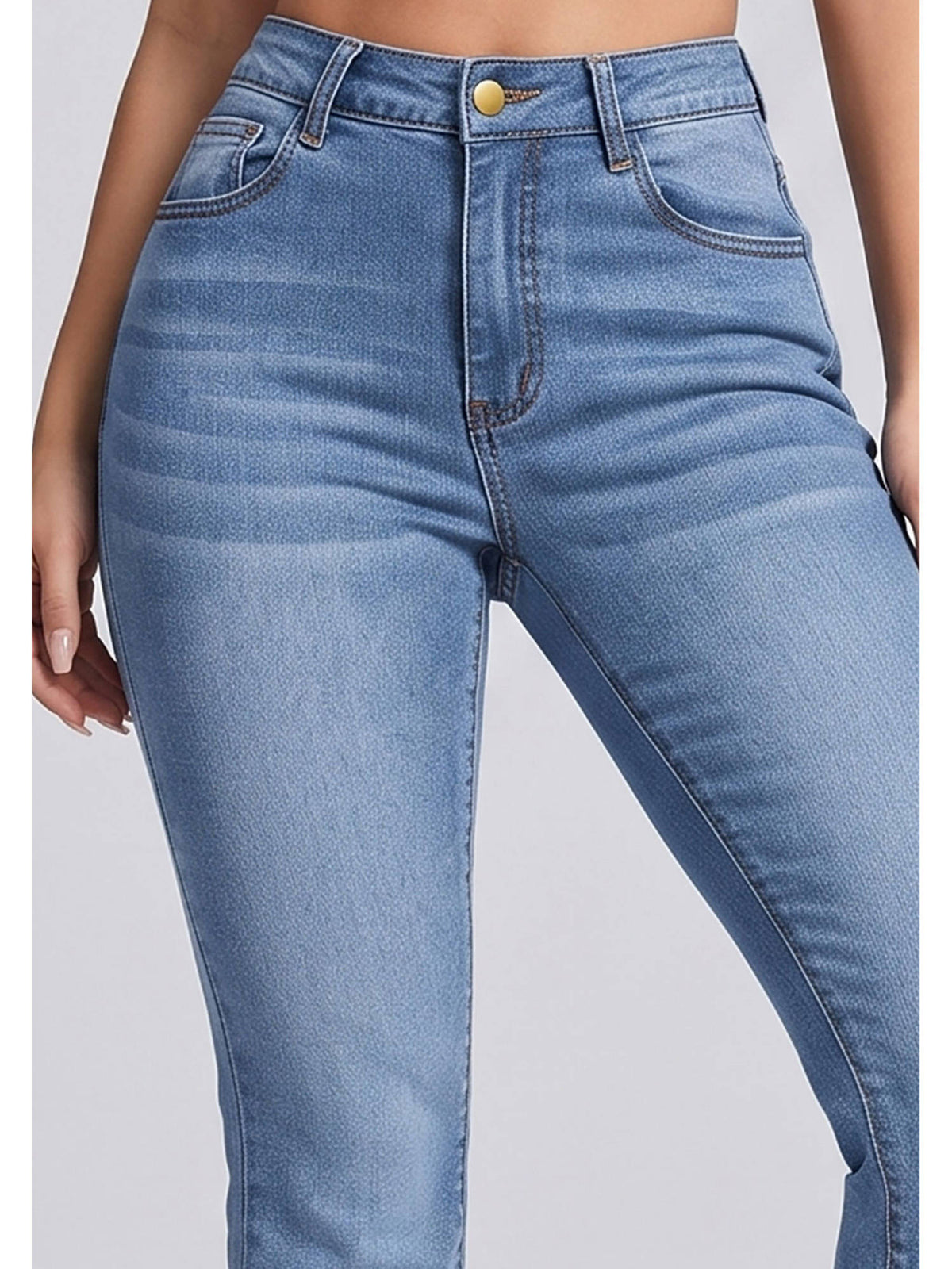 Women Light Blue Solid Denim Boot Cut Jeans | BT10 - view 4