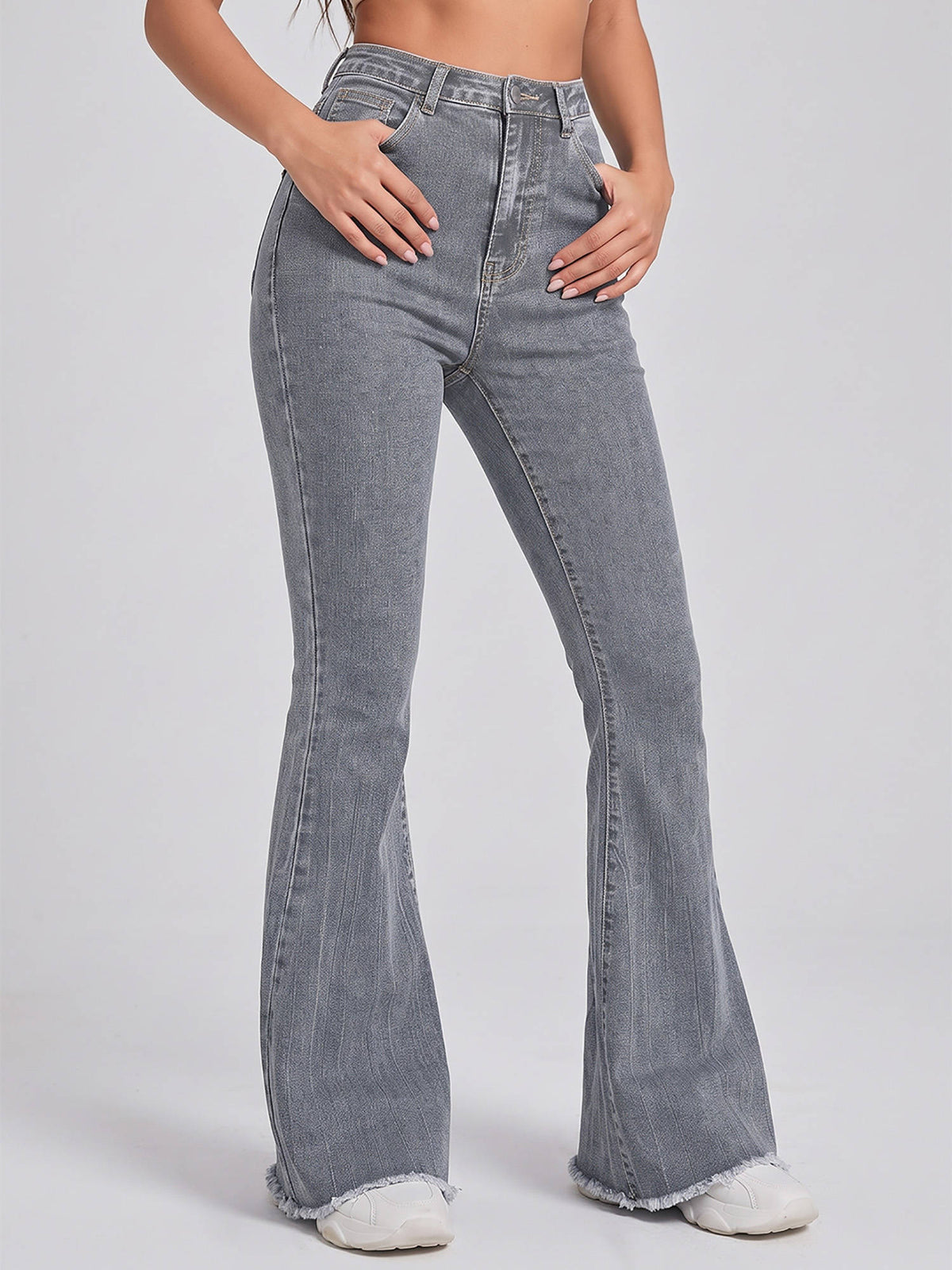 Women Grey Solid Denim Boot Cut Jeans | BT10 - view 1