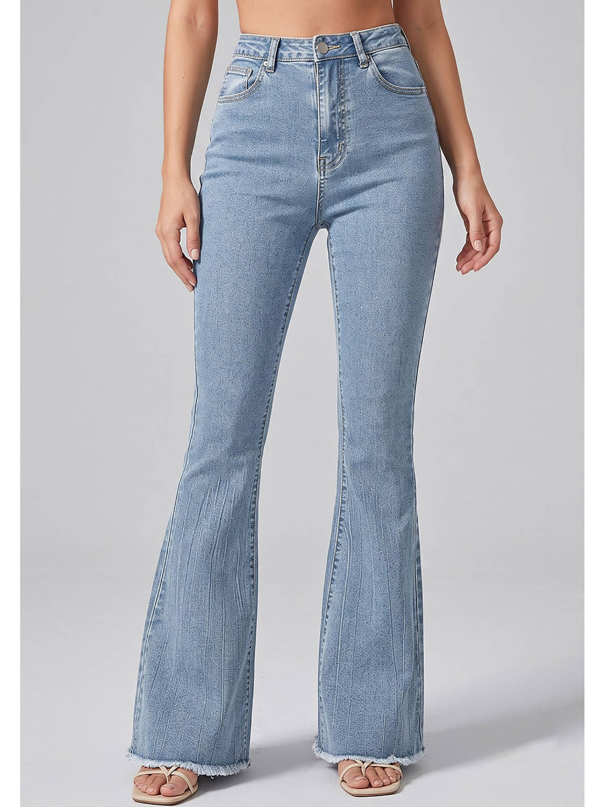 Women Light Blue Solid Denim Boot Cut Jeans | BT10 - view 1