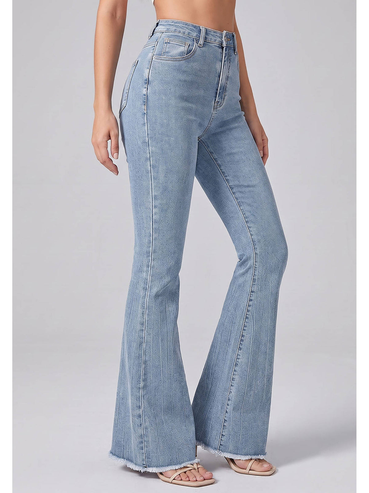 Women Light Blue Solid Denim Boot Cut Jeans | BT10 - view 3