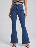 Women Dark Blue Solid Denim Boot Cut Jeans | BT10 - view 1