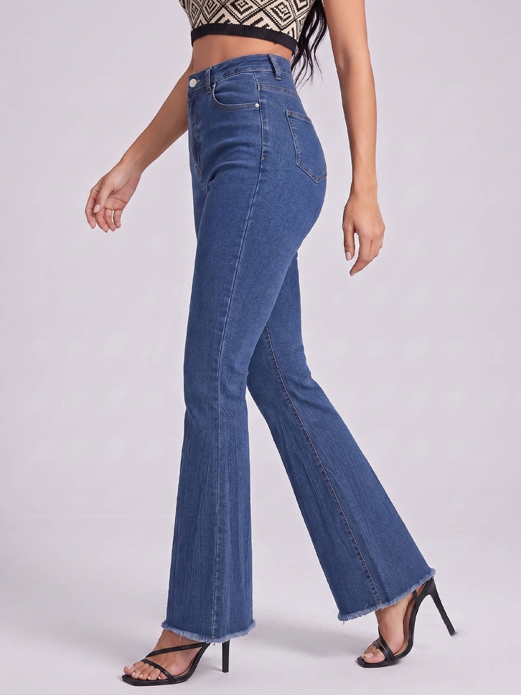 Women Dark Blue Solid Denim Boot Cut Jeans | BT10 - view 3