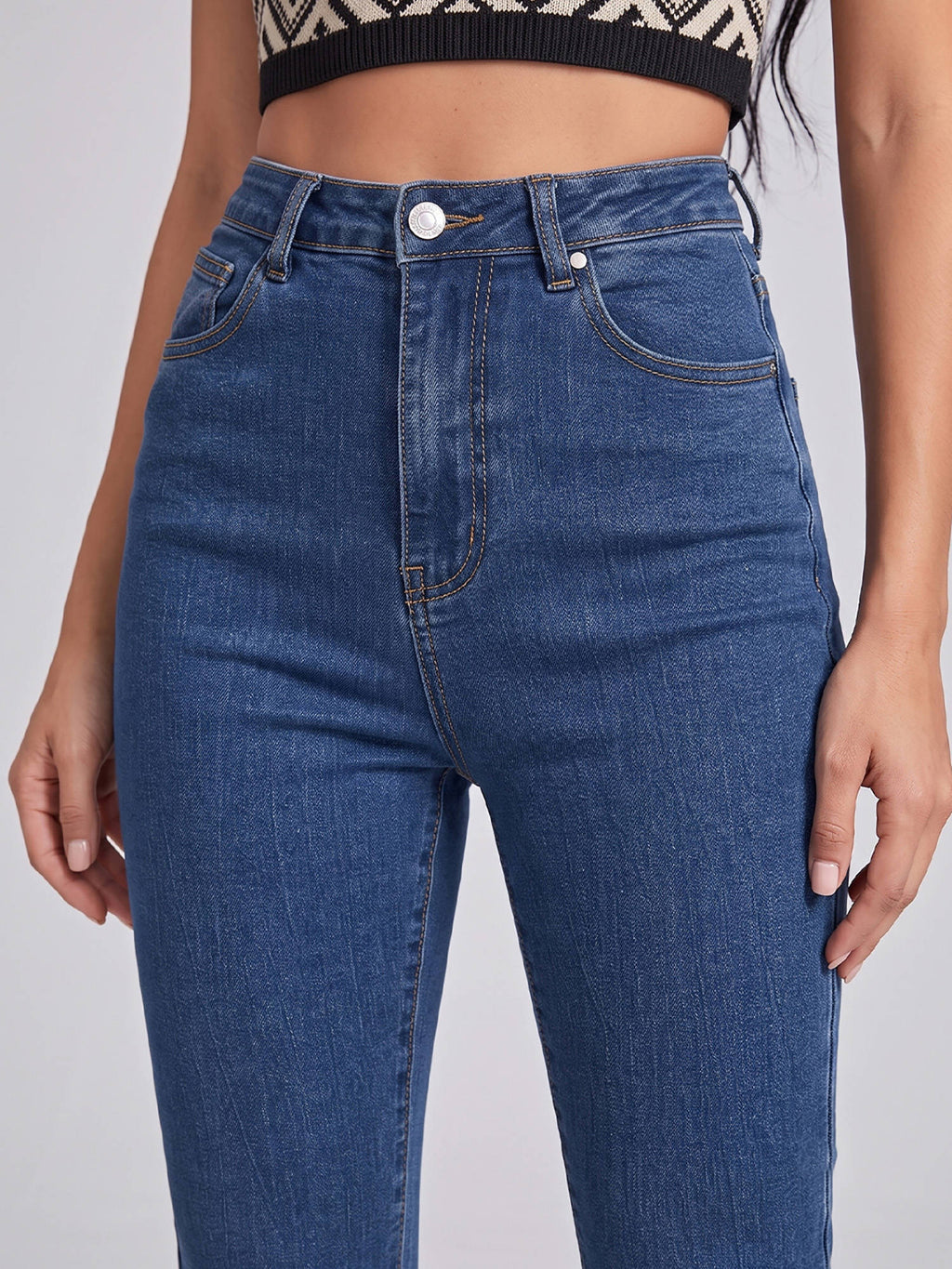 Women Dark Blue Solid Denim Boot Cut Jeans | BT10 - view 4
