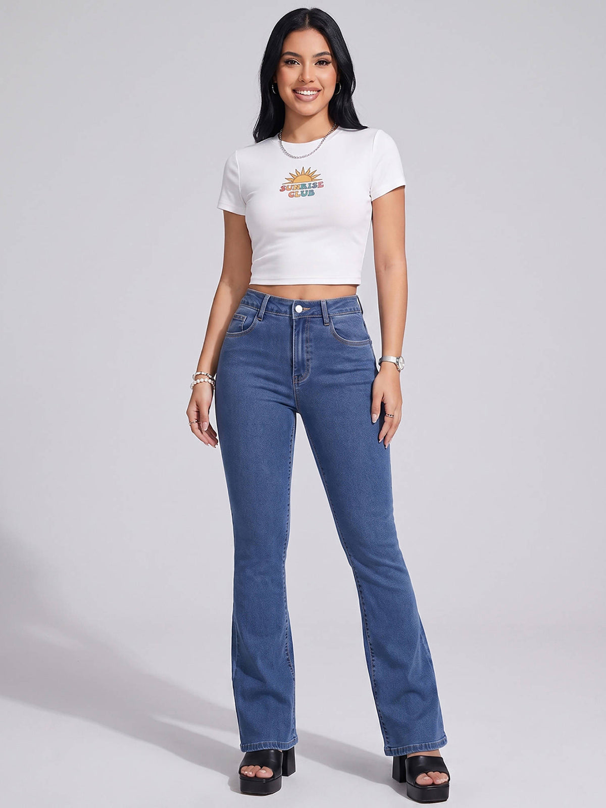 Women Blue Solid Denim Jeans | BT10 - view 2
