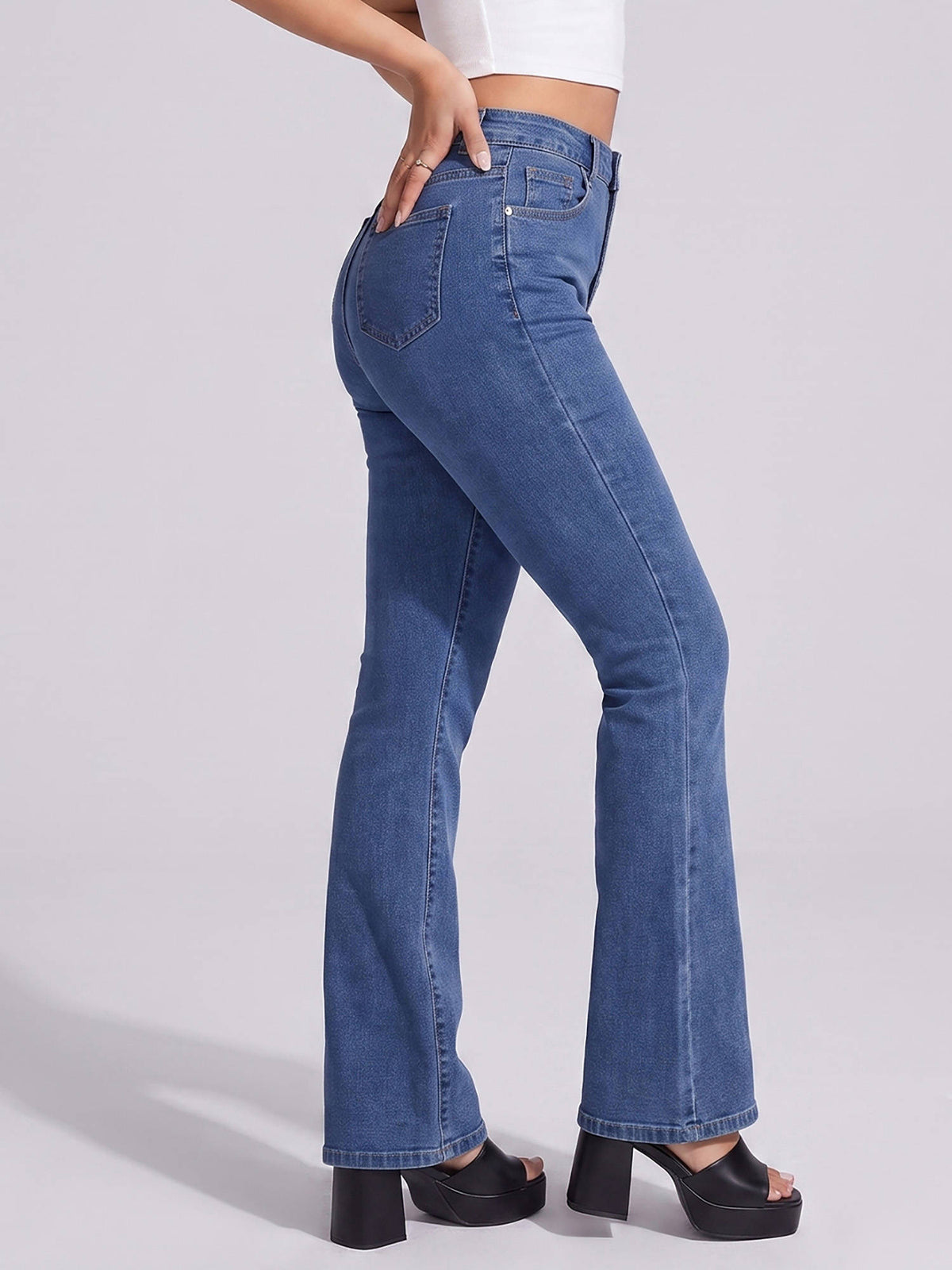 Women Blue Solid Denim Jeans | BT10 - view 3
