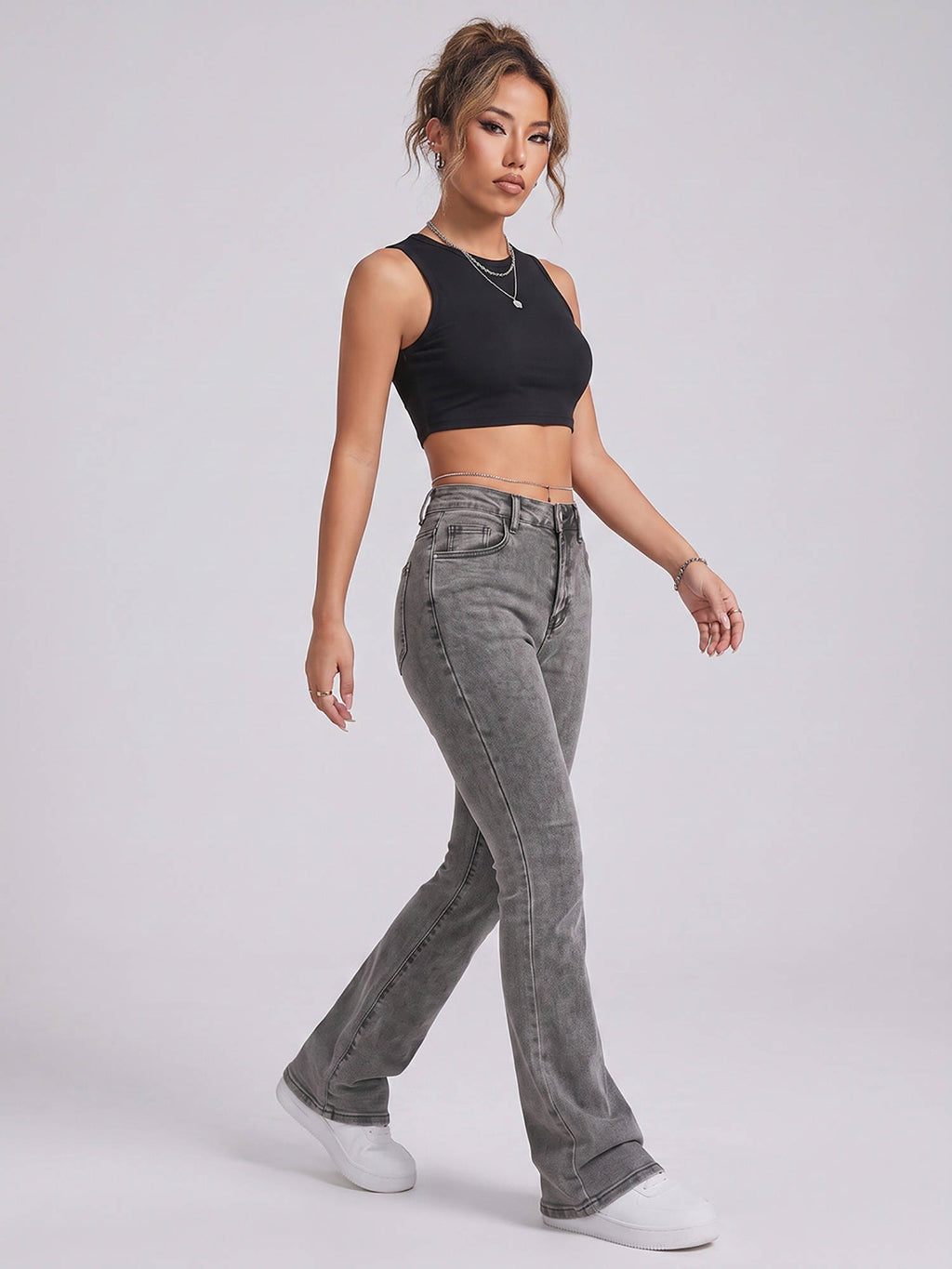 Women Grey Solid Denim Jeans | BT10 - view 2