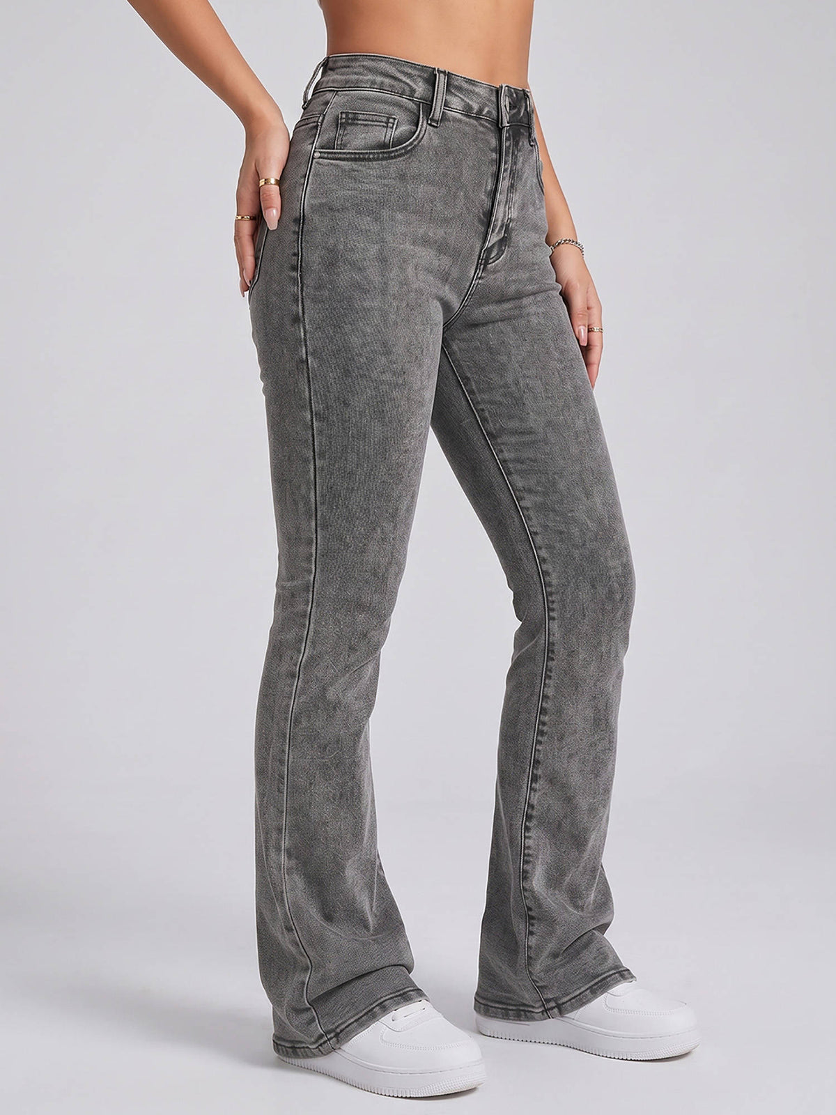 Women Grey Solid Denim Jeans | BT10 - view 3