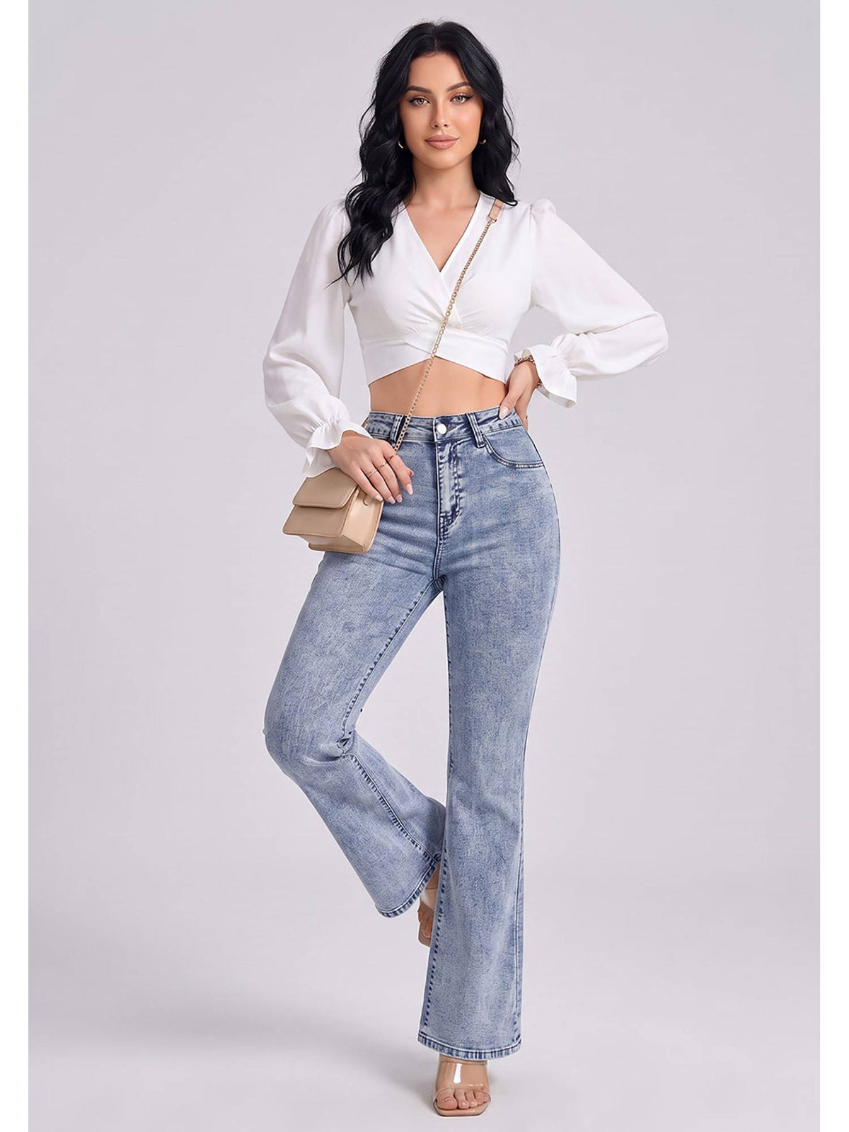 Women Light Blue Solid Denim Jeans | BT10 - view 2