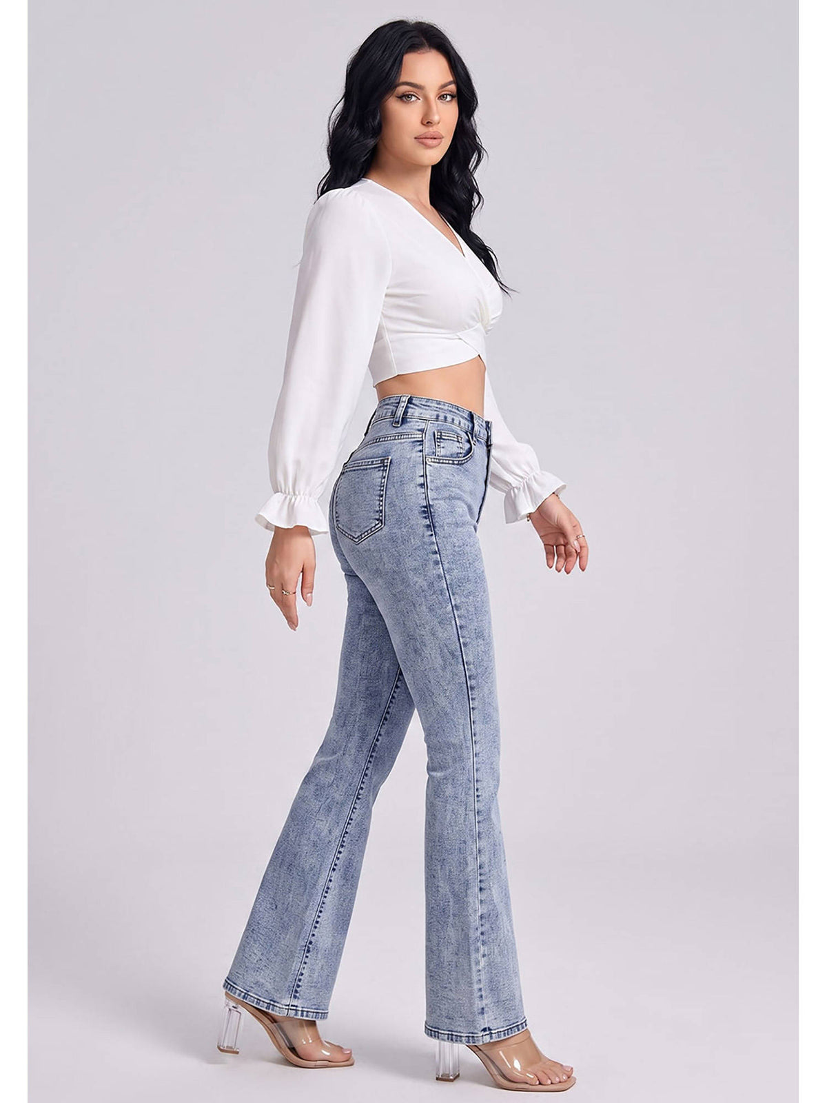 Women Light Blue Solid Denim Jeans | BT10 - view 3
