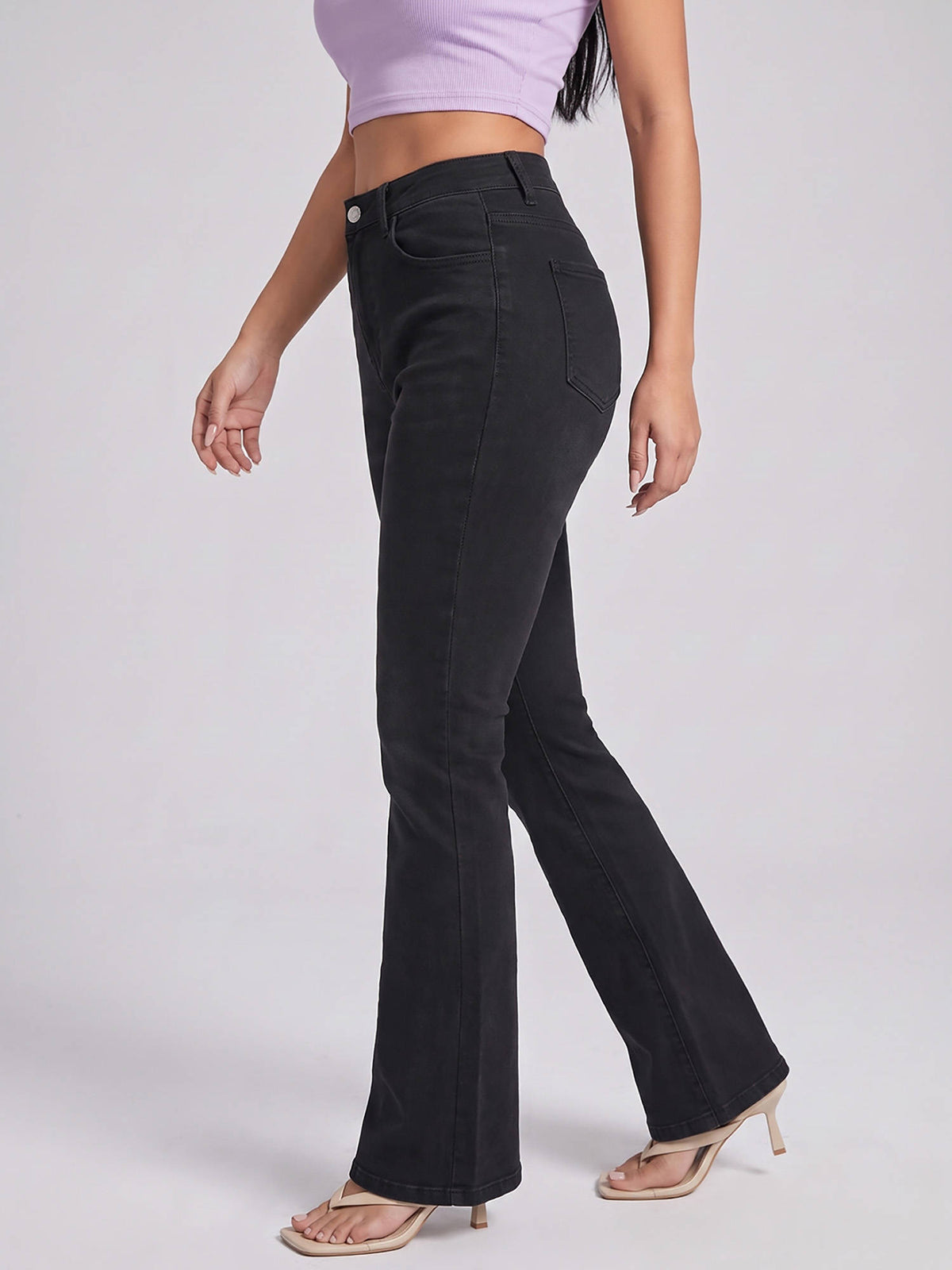 Women Black Solid Denim Jeans | BT10 - view 3