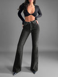 Women Black High Waist Stretchable Bootcut Jeans | BT10 - view 1