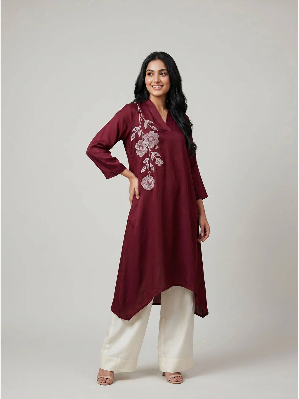 Pink Embroidered Kurta | KDG - view 9