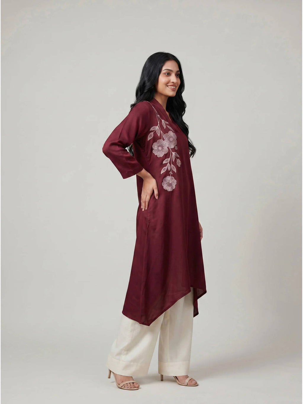 Pink Embroidered Kurta | KDG - view 11
