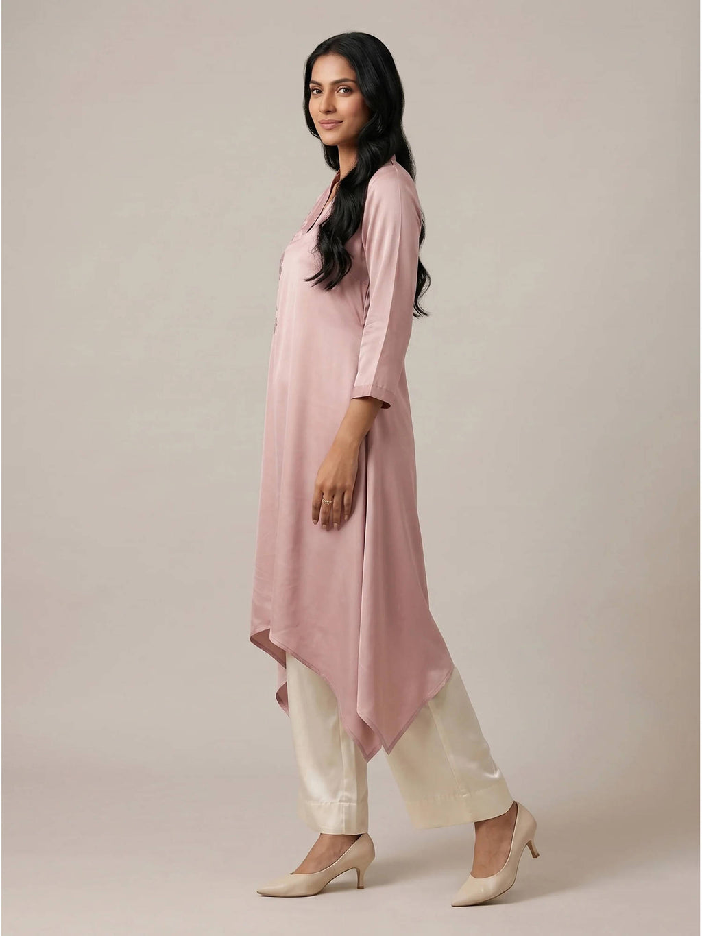 Pink Embroidered Kurta | KDG - view 3
