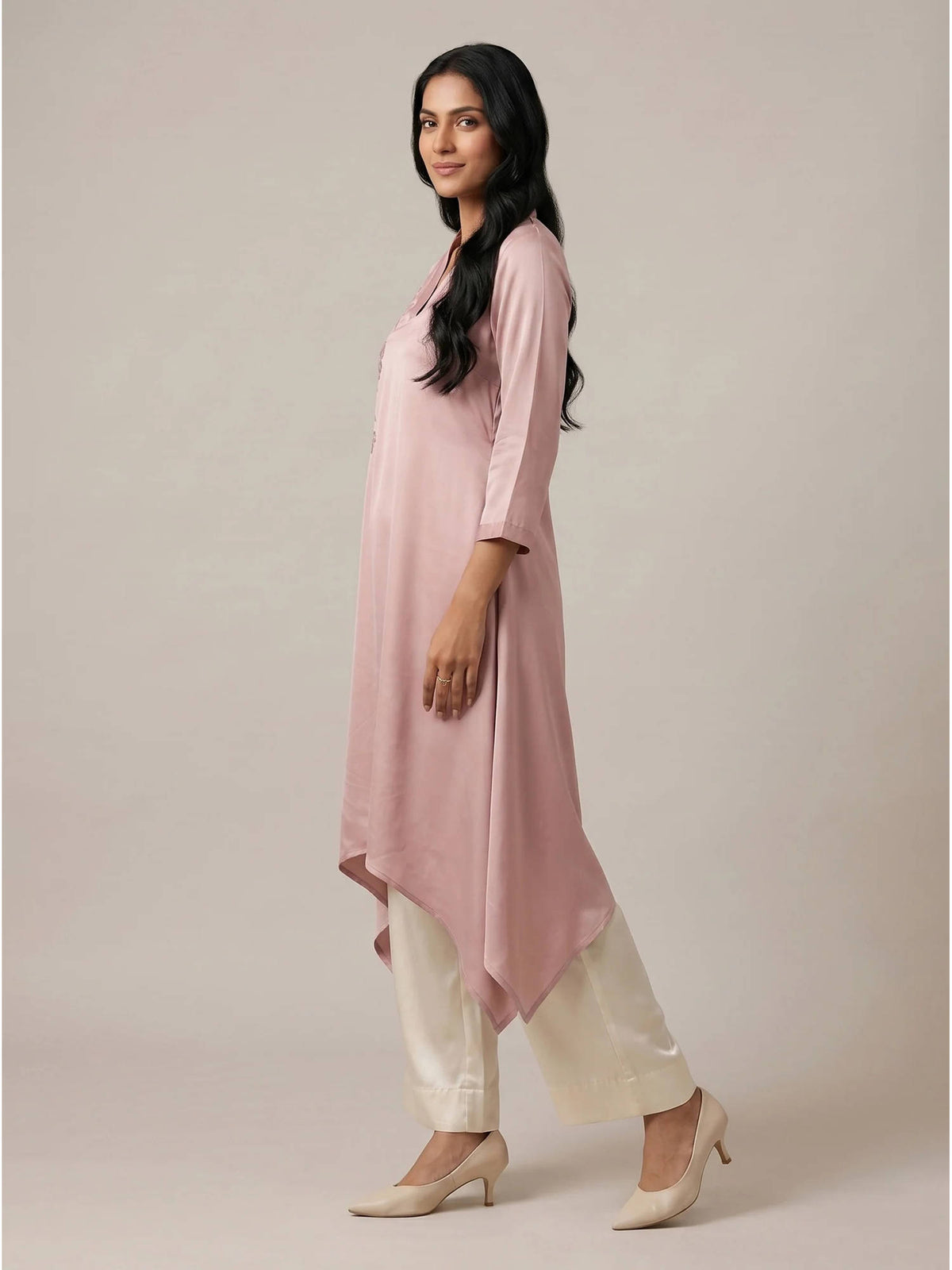 Pink Embroidered Kurta | KDG - view 3