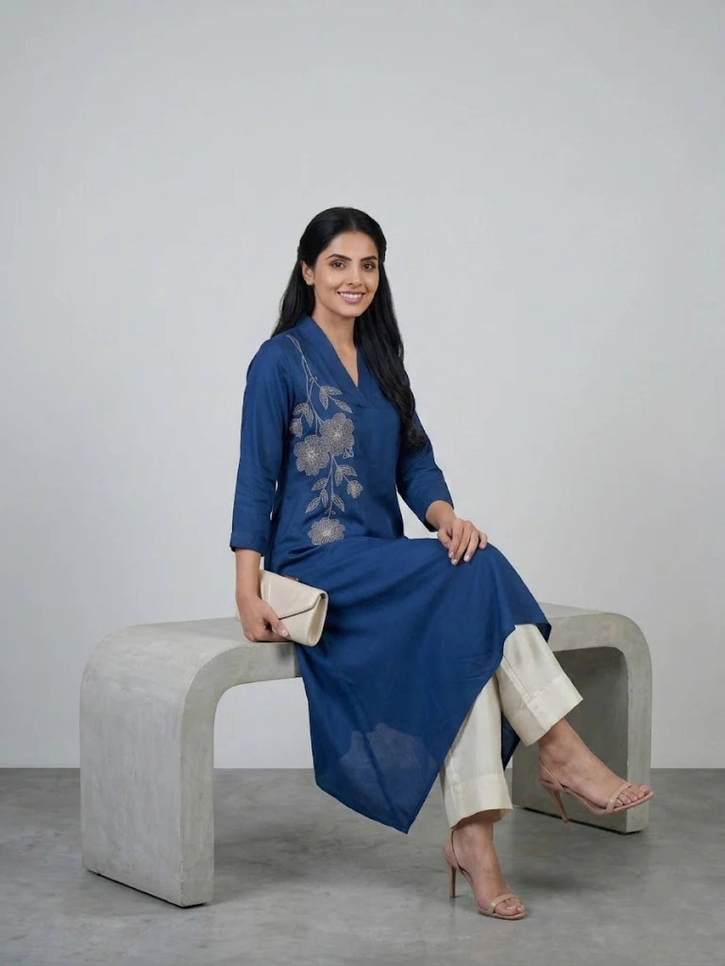 Pink Embroidered Kurta | KDG - view 8