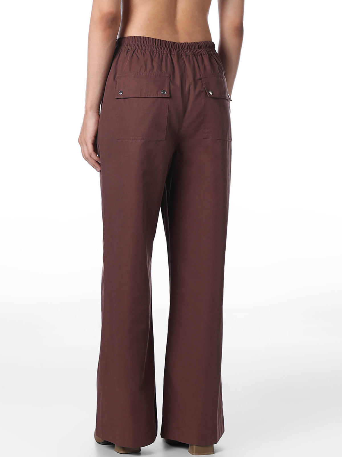 Womens Solid Relaxed Fit Mid-Rise Brown Pants | O24 - view 5